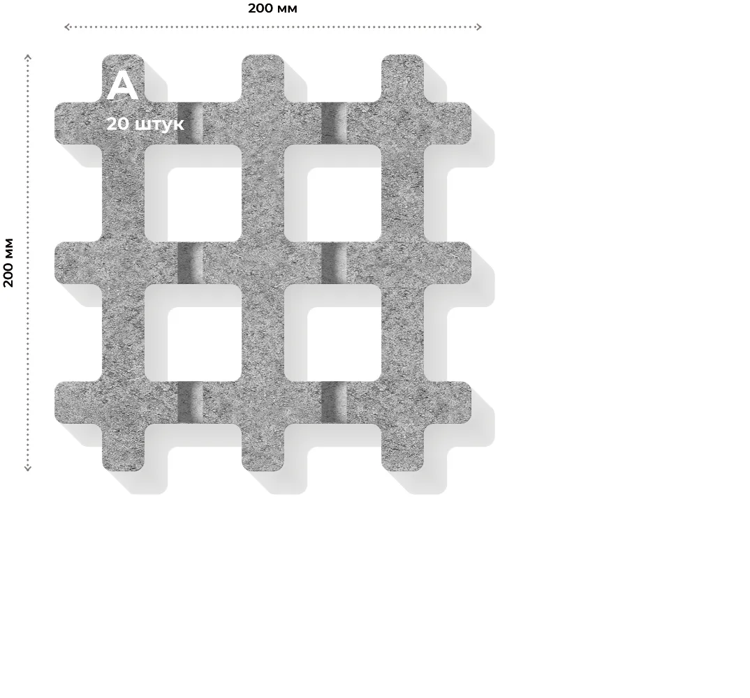 Розміри елементів та їх кількість в ряді
