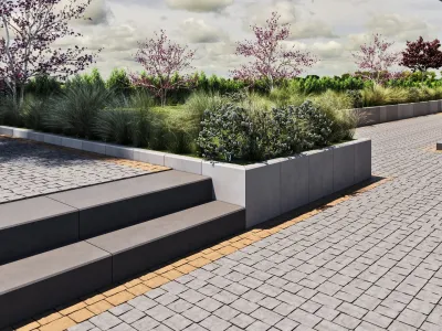 L-стенка цвет: Cерый / Страда цвет: Коралл, Арагон / Ступенька цвет: Черный